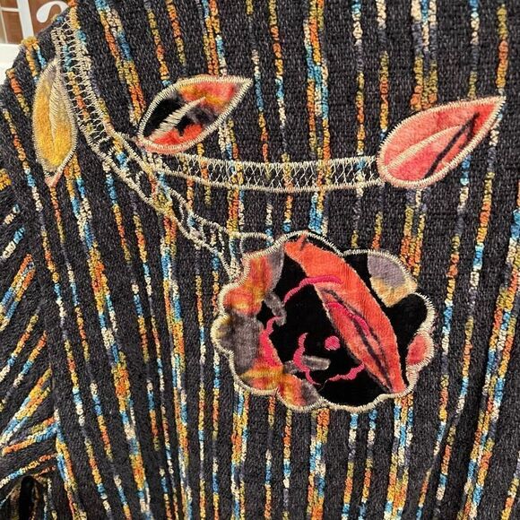 Coldwater Creek Shacket Womens XLP Mockneck Chenille Velour Boho Floral Abstract - Picture 4 of 6